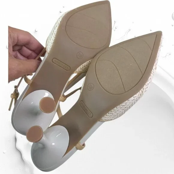 Nine West Rowen Slingback Raffia Dress Pumps 7.5 Kitten heel - Picture 4 of 4